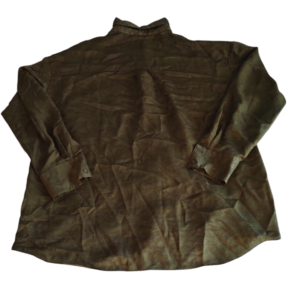 Favorite Daughter Medium Green Button Up Foliage Print Satin Top *FLAWED* - Picture 2 of 16